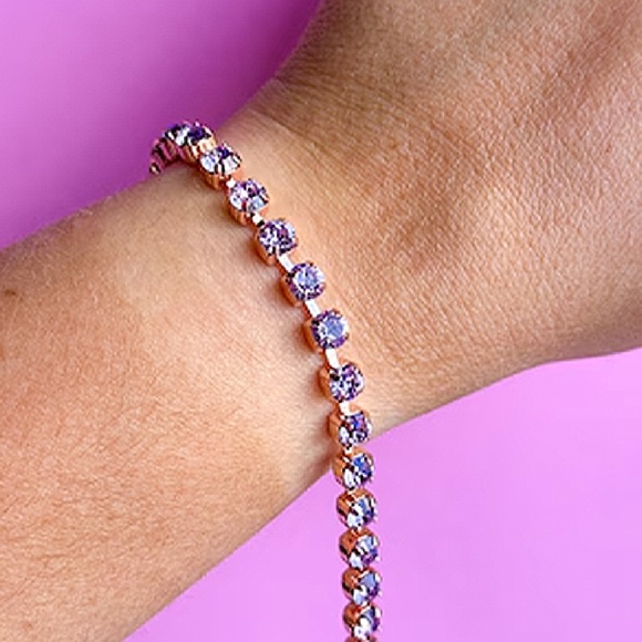 Jewelry - Sparkly Violet Crystal Bracelet, Rose-Gold